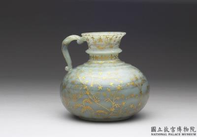 图片[2]-Jade large pot with gold inlay and handle, India-China Archive